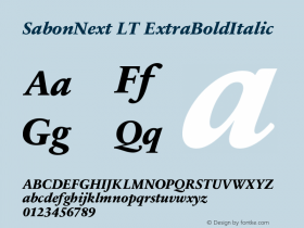SabonNext LT Extra Bold Italic Version 001.000 Font Sample