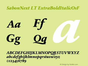 SabonNext LT Extra Bold Italic Old Style Figures Version 001.000 Font Sample