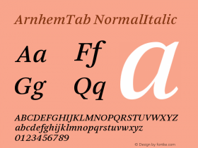 ArnhemTab-NormalItalic Version 001.000 Font Sample