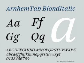 ArnhemTab-BlondItalic Version 001.000 Font Sample