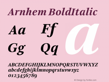 Arnhem-BoldItalic Version 001.000 Font Sample