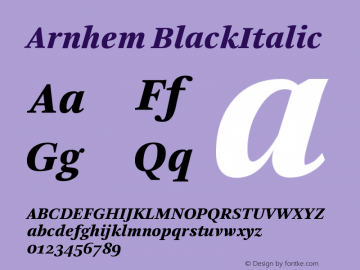 Arnhem-BlackItalic Version 001.000图片样张