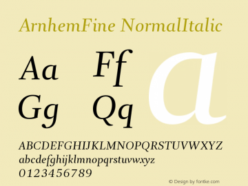 ArnhemFine-NormalItalic Version 001.000 Font Sample