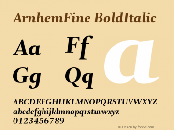 ArnhemFine-BoldItalic Version 001.000 Font Sample