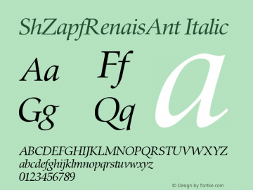 ShZapfRenaisAnt-Italic Version 001.000图片样张