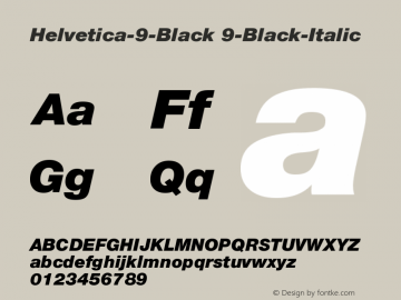 Helvetica-9-Black Italic Version 001.000图片样张