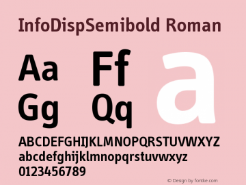 InfoDispSemibold-Roman Version 001.000 Font Sample