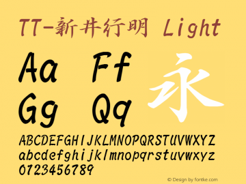 TT-新井行明 Light Version 3.00 Font Sample