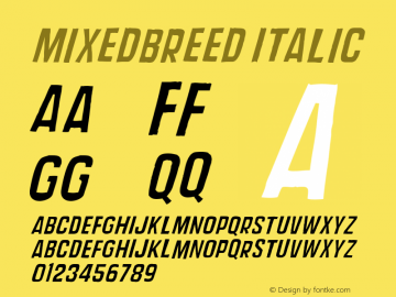MixedBreed-Oblique Version 001.000 Font Sample