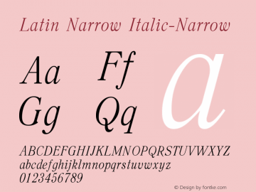 Latin Italic Narrow Version 11 - 26.07.2006 Font Sample