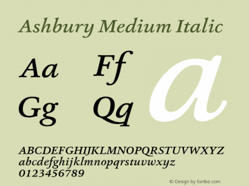 Ashbury Medium Italic Version 1.000 | wf-rip By Margaret. Font Sample