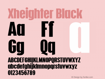 Xheighter-Black Version 001.000 Font Sample
