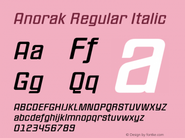 Anorak-Italic Version 1.000;PS 1.10;hotconv 1.0.38 Font Sample