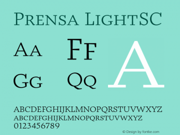 Prensa-LightSC Version 1.0 Font Sample