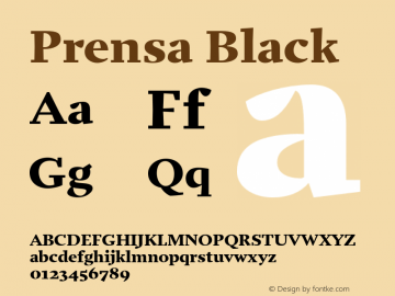 Prensa-Black Version 1.0 Font Sample
