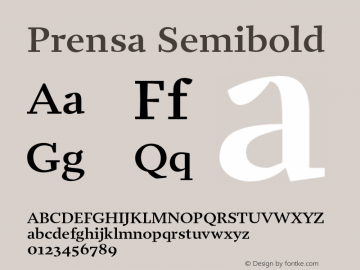 Prensa-Semibold Version 1.0 Font Sample