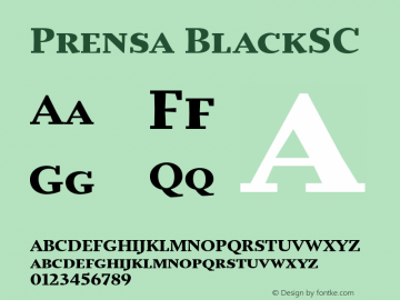 Prensa-BlackSC Version 1.0 Font Sample