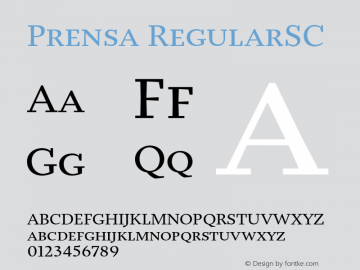 Prensa-RegularSC Version 1.0 Font Sample