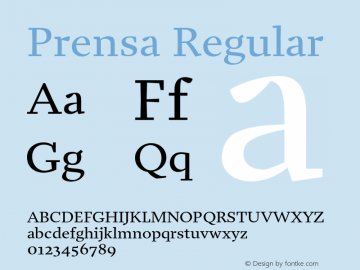 Prensa-Regular Version 1.0 Font Sample