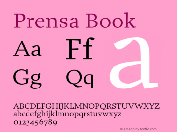 Prensa-Book Version 1.0 Font Sample