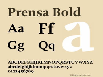 Prensa-Bold Version 1.0 Font Sample
