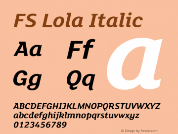 FSLola-BoldItalic Version 3.000 Font Sample