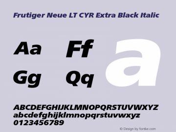 FrutigerNeueLTCYR-XBlackIt Version 1.00 Font Sample