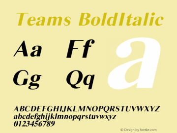 Teams Bold Italic Version 1.100图片样张