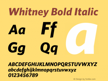 Whitney-BoldItalic Version 2.200 Pro (Latin-X, Greek, Cyrillic-X) Font Sample