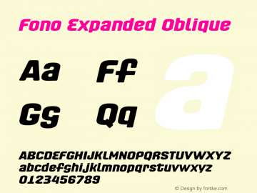 Fono-ExpandedOblique Version 2.000 Font Sample