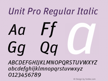 UnitPro-Ita Version 7.504; 2005; Build 1003 Font Sample
