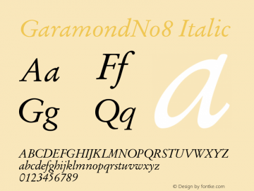 GaramondNo8 Italic Version 1.06图片样张