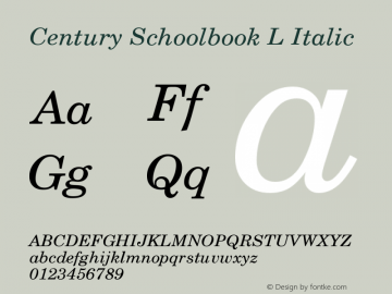 Century Schoolbook L Italic Version 1.06 Font Sample