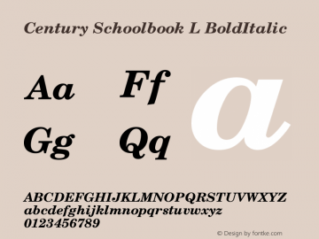 Century Schoolbook L Bold Italic Version 1.06 Font Sample