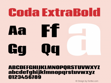 Coda ExtraBold Version 2.001; ttfautohint (v0.8) -r 50 -G 200 -x Font Sample