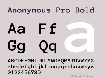 Anonymous Pro Bold Version 1.003 Font Sample