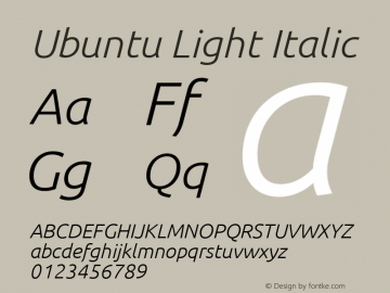Ubuntu Light Italic 0.83 Font Sample