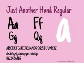 Just Another Hand Regular Version 1.001 Font Sample