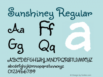 Sunshiney Regular Version 1.001 Font Sample