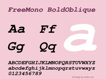 Free Monospaced Bold Oblique Version $Revision: 1.132 $图片样张