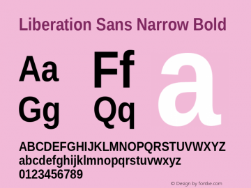 Liberation Sans Narrow Bold Version 1.06 Font Sample