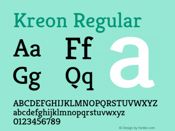 Kreon Regular Version 1.002 Font Sample