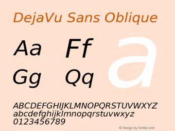 DejaVu Sans Oblique Version 2.33 Font Sample