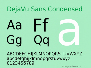 DejaVu Sans Condensed Version 2.33 Font Sample