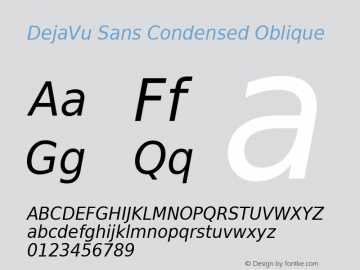 DejaVu Sans Condensed Oblique Version 2.33 Font Sample