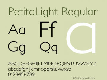 PetitaLight Regular 1.1 2005-05-03 Font Sample