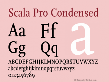 ScalaPro-Cond Version 7.504; 2005; Build 1020 Font Sample