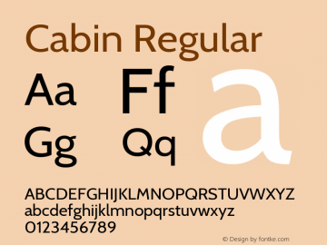 Cabin Regular Version 2.200 Font Sample