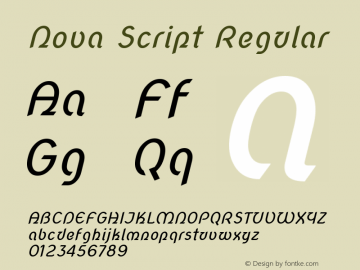 Nova Script Regular Version 2.001 Font Sample
