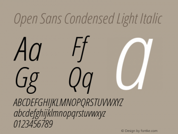 Open Sans Condensed Light Italic Version 1.10 Font Sample